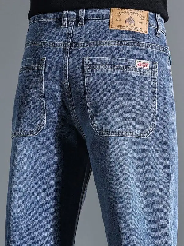 

Spring Autumn 2026 New Sle Men's Comfortable Straight Leg Stretchy Casual Loose Jeans High Waist Denim Pants Youth Faion