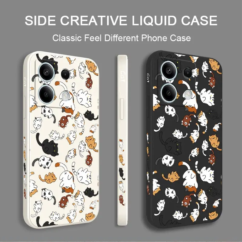 Note13 Rolling Cat New Silicone Phone Case For Xiaomi Redmi Note 13 13Pro Thin Shatterproof Redmi Note 13ProPlus Soft Back Cover