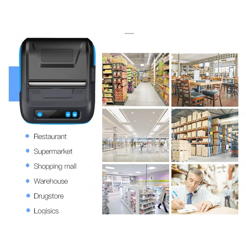 Superieure draagbare draagbare printer P29L Bluetooth thermische barcodeprinter voor 80 mm thermische bonnen