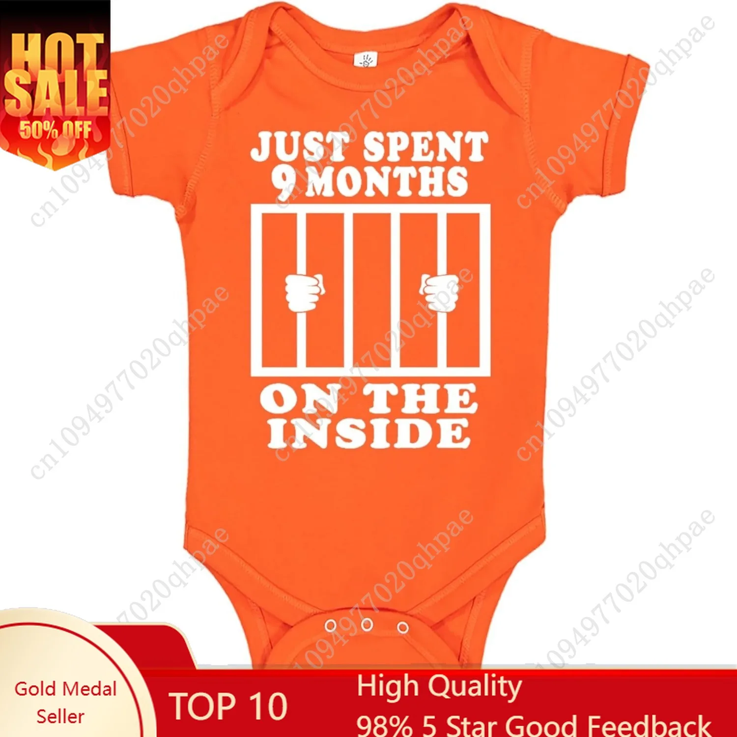 

Reaxion Funny Cute Baby Boy Girl Handmade Clothes Infant Just Spent 9 Months On The Inside Bodysuits