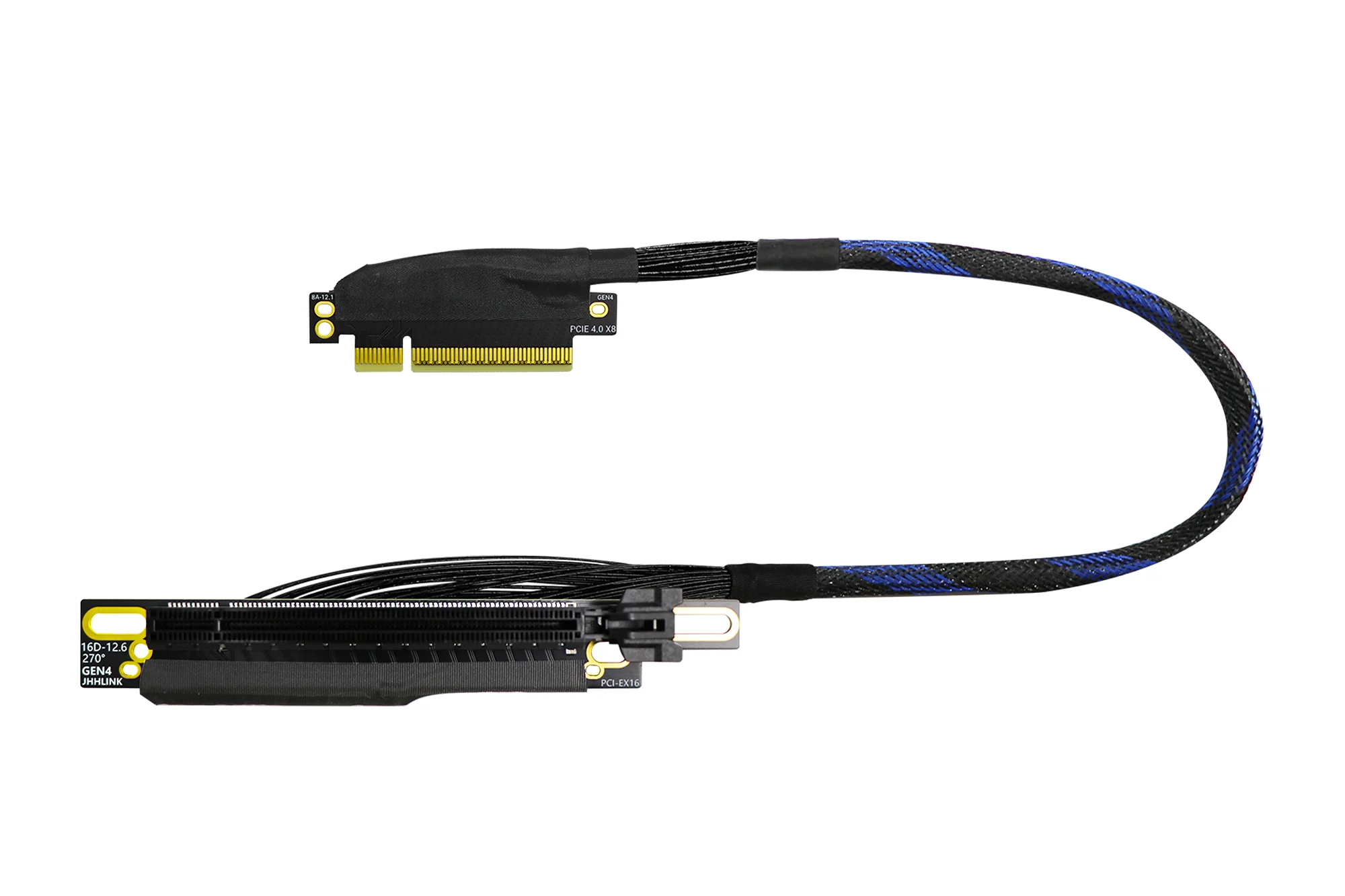 PCIE 4.0 X8 para X16 Riser Cable Adaptador de servidor AI esquerdo direito integrado com manga