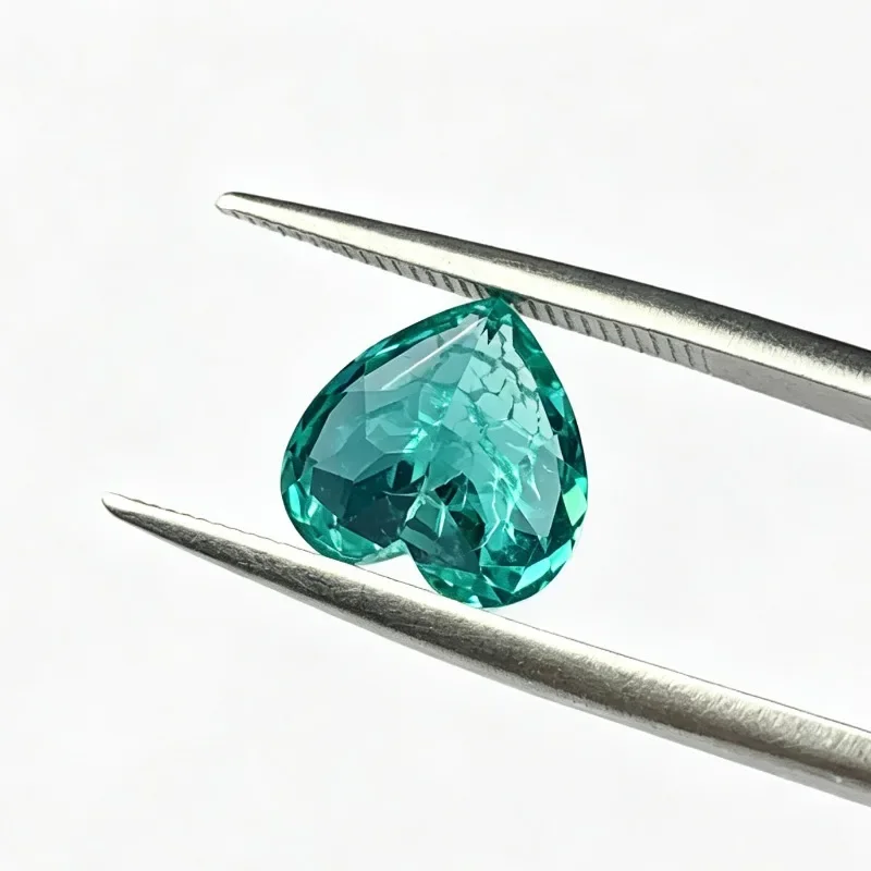 Herzförmiger, im Labor gezüchteter Edelstein Paraiba, zertifiziert, für DIY-Schmuckherstellung, Einlage für Ring, Halskette, Armband, Zubehör – Detail 2