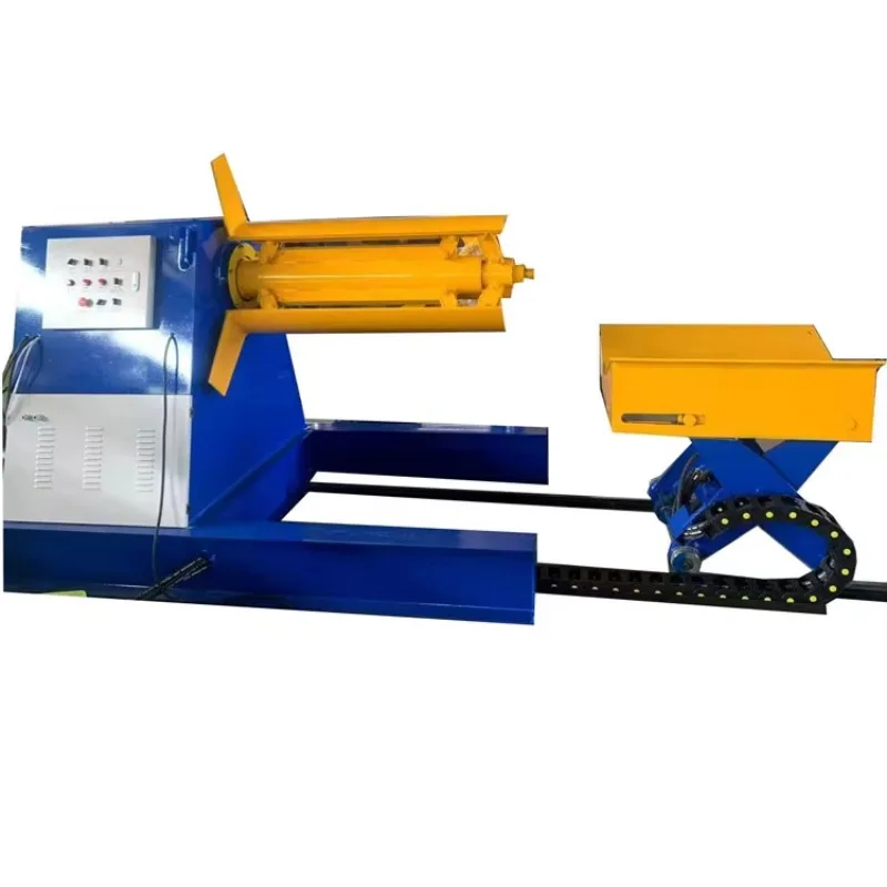 5T Hydraulic Decoiler Steel Coil Unwinder Machine for Sheet Metal Unwinding With Loading Car