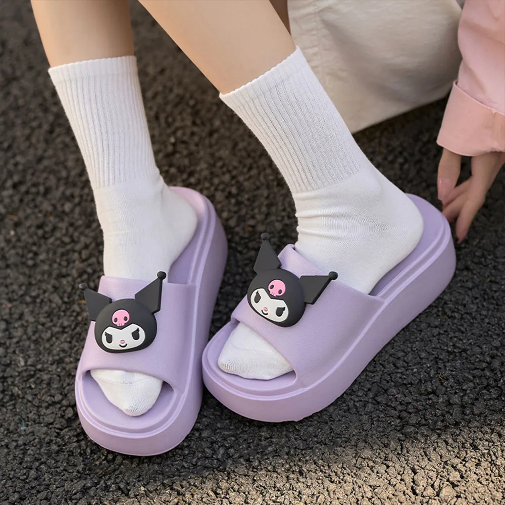 

Сандалии Sanrio Hello Kitty с толстой подошвой в стиле кавай, нескользящие мягкие летние тапочки, милые аниме-туфли для девочек в подарок