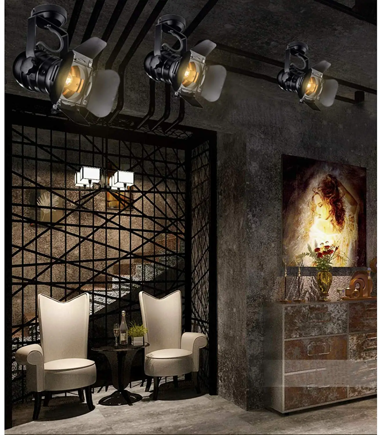 E27 Track Light Loft Industrial Celling Iron Spotlight Rail Lamp Adjustable Angle for Clothing Store Coffee Shop Direct Light