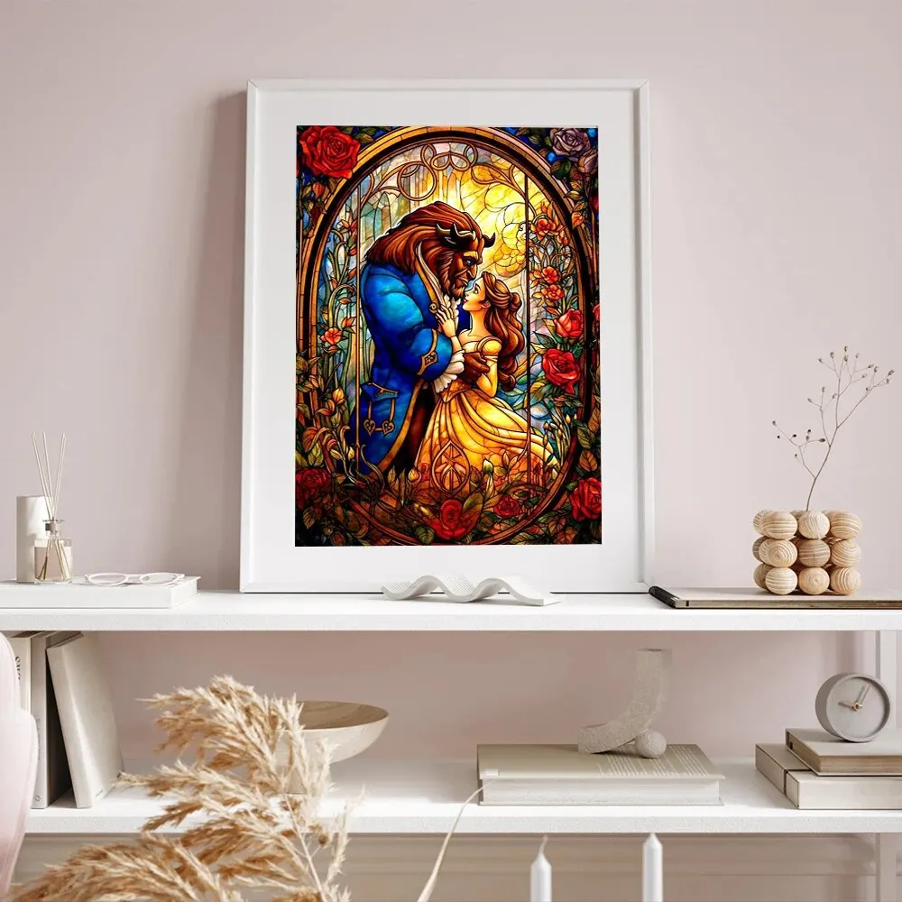 Disney Beauty And Beast Diamond Painting Princess Full Round Drill Mosaic Handmade Home Decoration Art Kits For Kids Gift