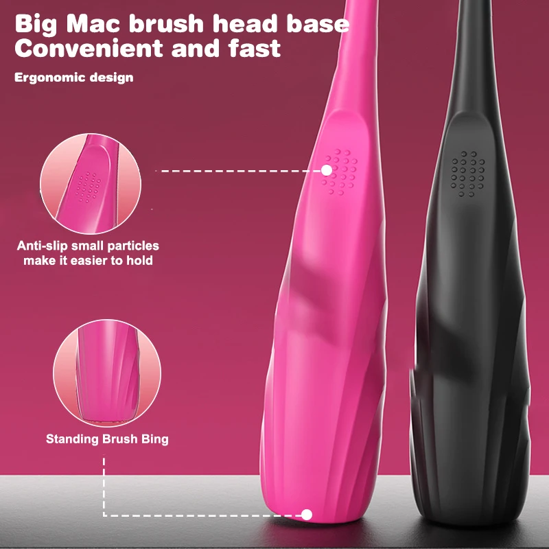 2 قطعة فرشاة أسنان ذات سطح محدب شعيرات ناعمة فرشاة أسنان أسود وردي فرشاة أسنان العناية بالفم السفر المحمولة غسل يوميا