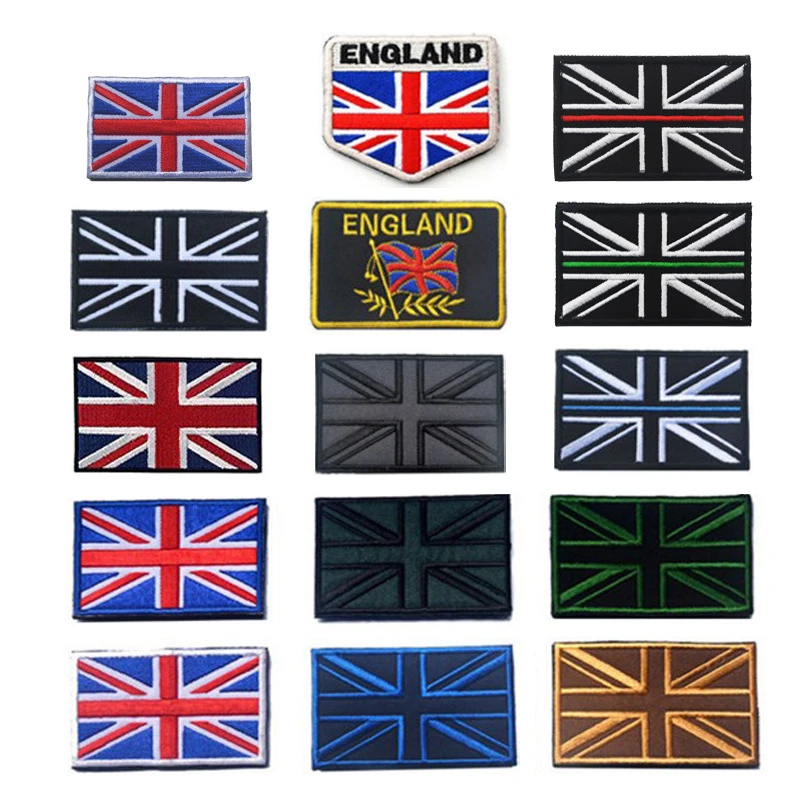 England The United Kingdom Flag Patches Armband Embroidered Patch Hook Loop Iron On Embroidery Badge Military Stripe