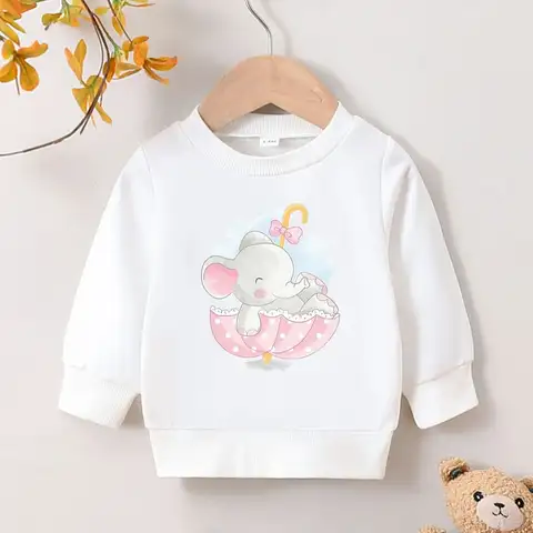 귀여운 곰 패턴 풀오버 코튼 후드티, 만화 프린트 아기 긴팔 상의, 어린이 캐주얼 스웻셔츠, 패션 Best5 9 귀여운 만화 캐주얼 프린트 후드티, 나이 든 소녀용, 가을 및 겨울, 신상