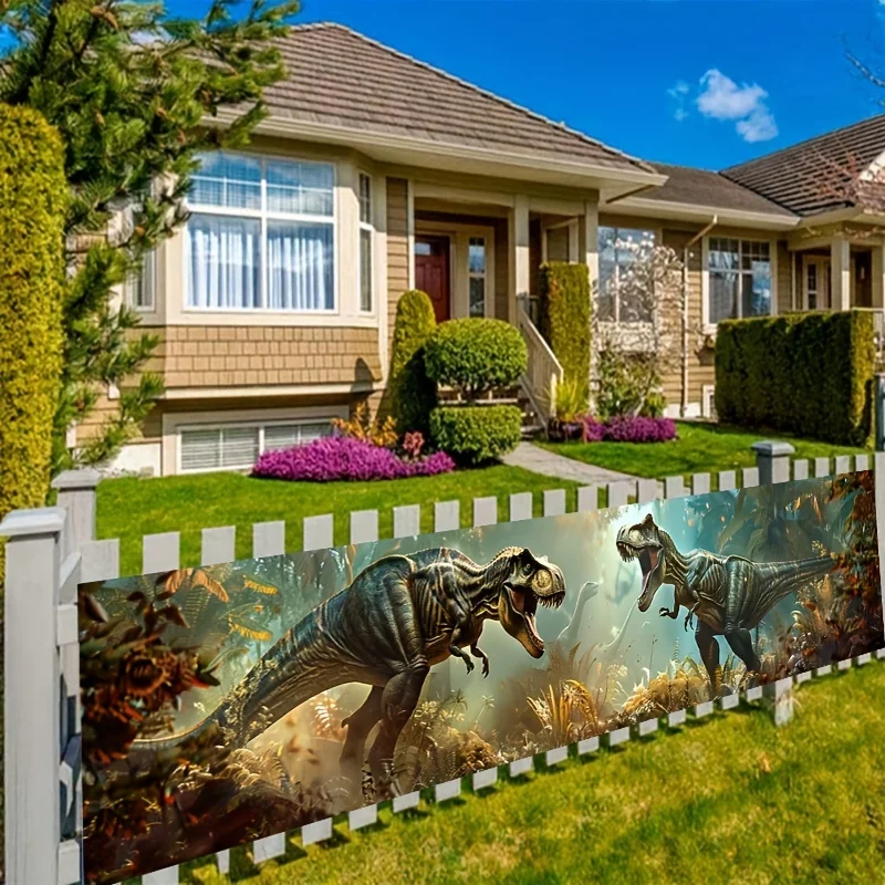 Dschungel Dinosaurier Geburtstag Banner: Polyester Party Hintergrund Stoff, geeignet für Innen-und Außen dekoration