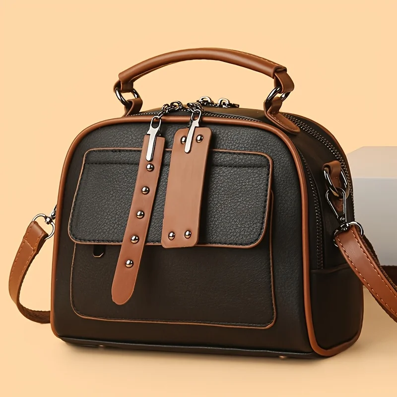 New Fashionable Women's Versatile Bag, Multi-layer Large Capacity Shoulder Bag, Simple Casual Leather Crossbody Bags