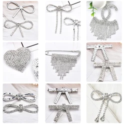 Delicate Crystal Bow Buckle Brooches Pins Women Dress Shoes Anti-Glare Rhinestone Elegant Decoration Accessories Christmas Gift