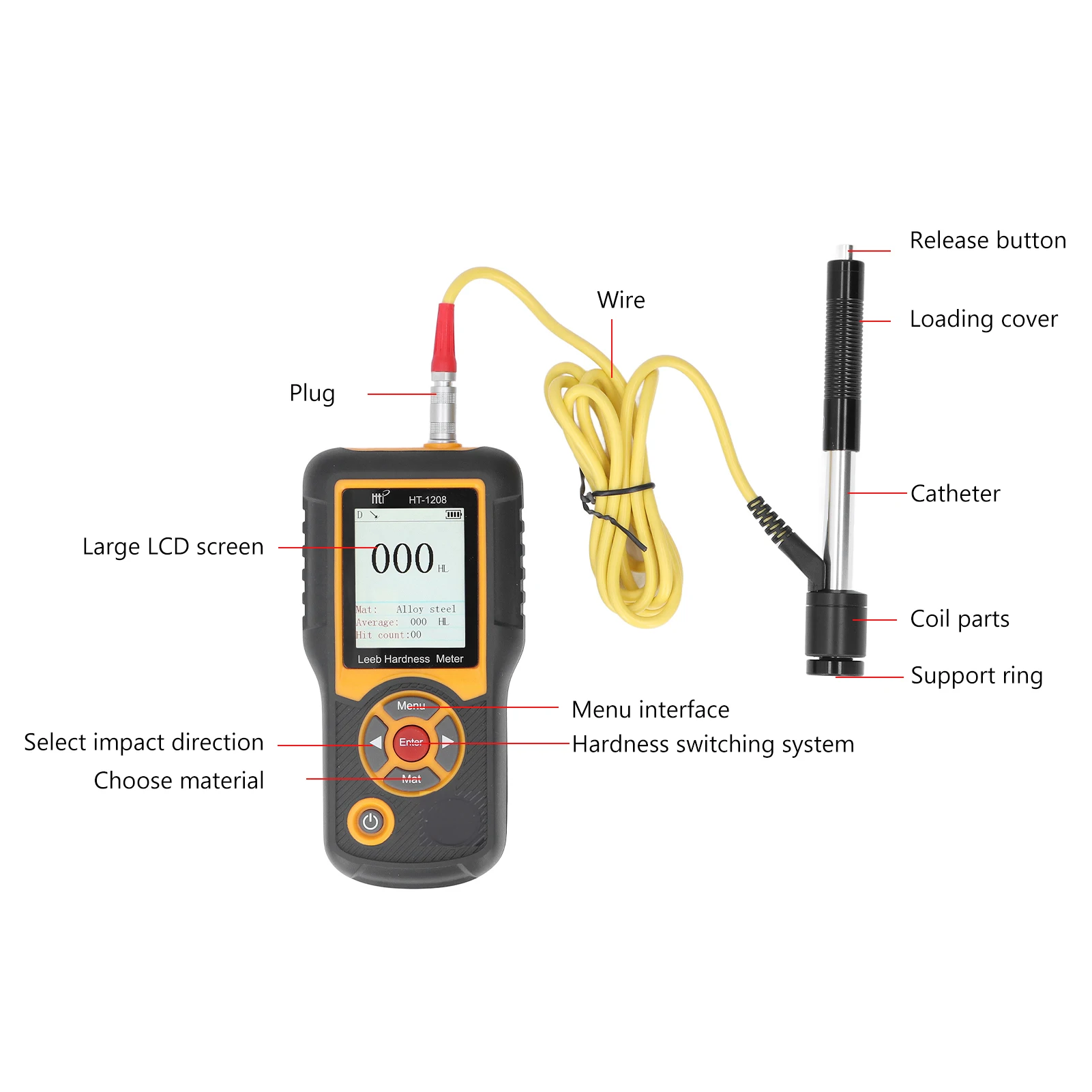 HT-1208	Digital Hardness Tester ABS High Accuracy Hardness Meter Durometer Scale with TFT Color Screen Digital Hardness Tester