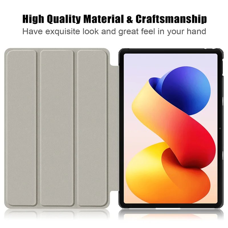 Etui na Xiaomi Poco Pad M1 12.1 cala, składane na trzy części, magnetyczne, ze skóry PU, z funkcją podstawki, twarde, inteligentne etui na Redmi Pad 2 Pro, model 2025 — zdjęcie produktu 4