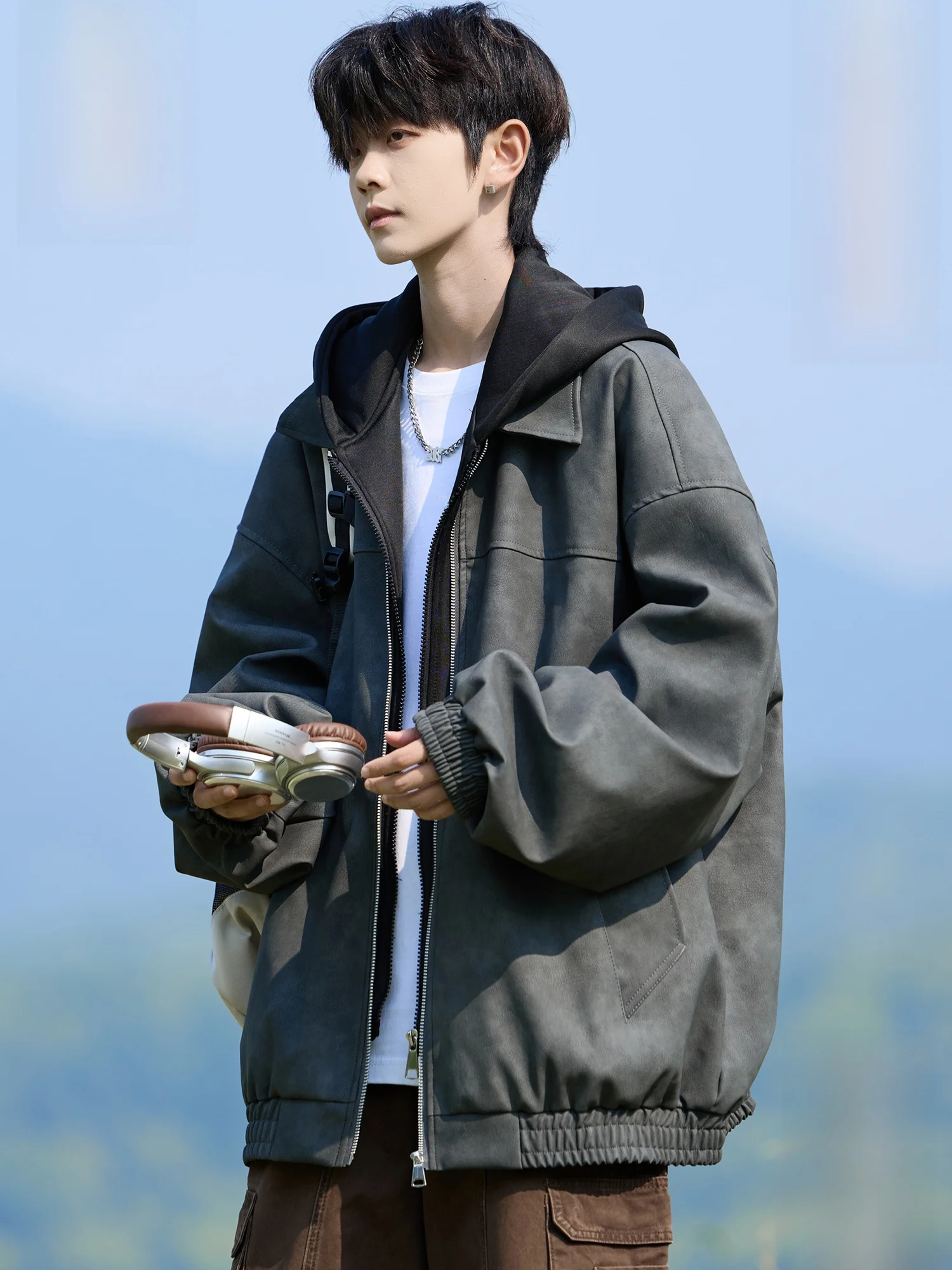 

Мужская кожаная куртка Paul Frank свободного кроя с капюшоном, на хлопковой подкладке, зимняя, модная, брендовая, с принтом «Обезьянье растение», молодежная, популярная