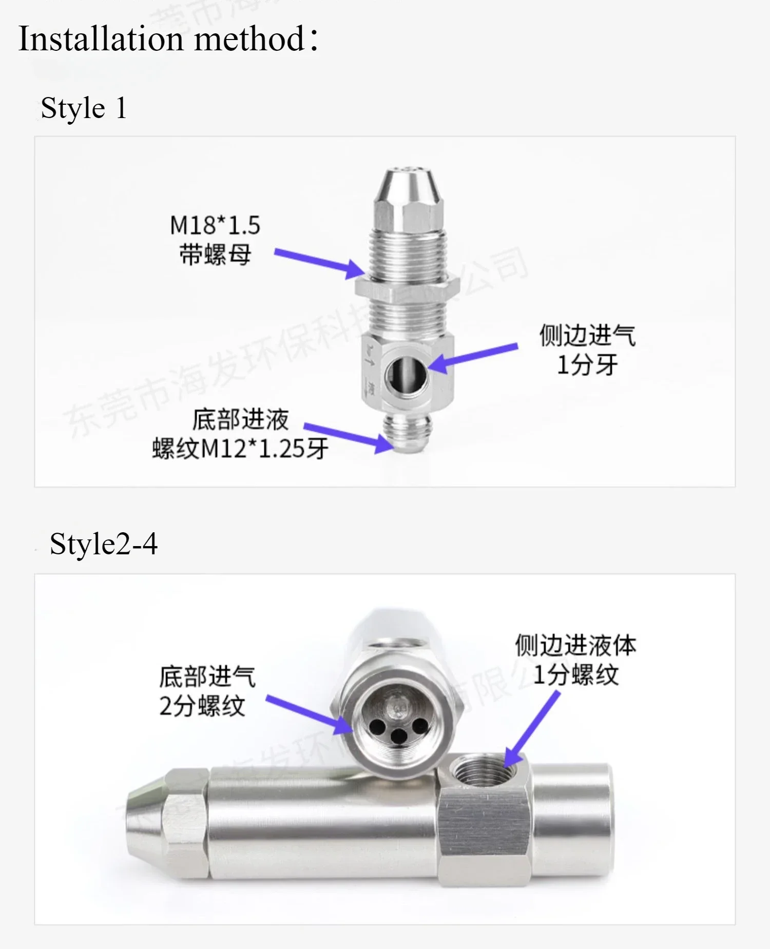 Aço inoxidável latão sifão atomização de ar bico combustível cabeça queimador acessórios bico combustível