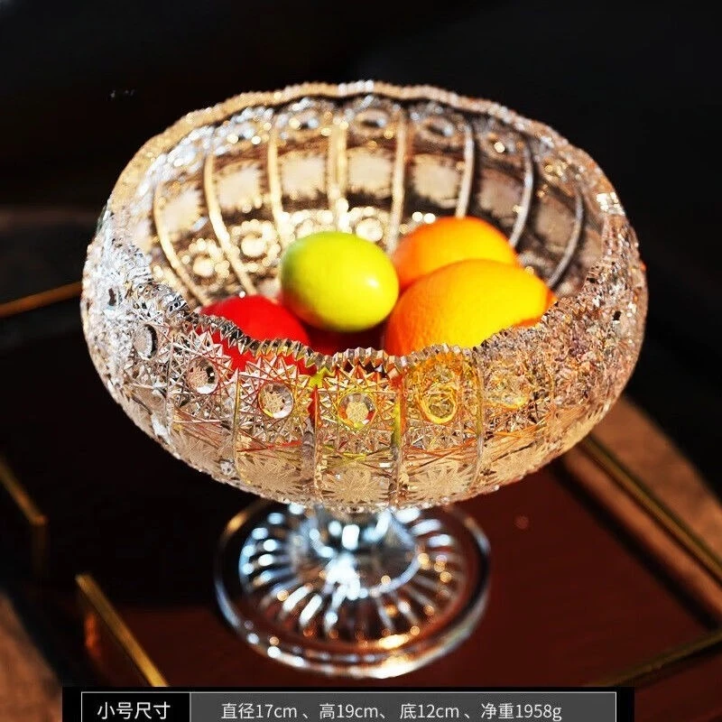 Hand-carved crystal glass, home with feet creative living room fruit plate fruit bucket