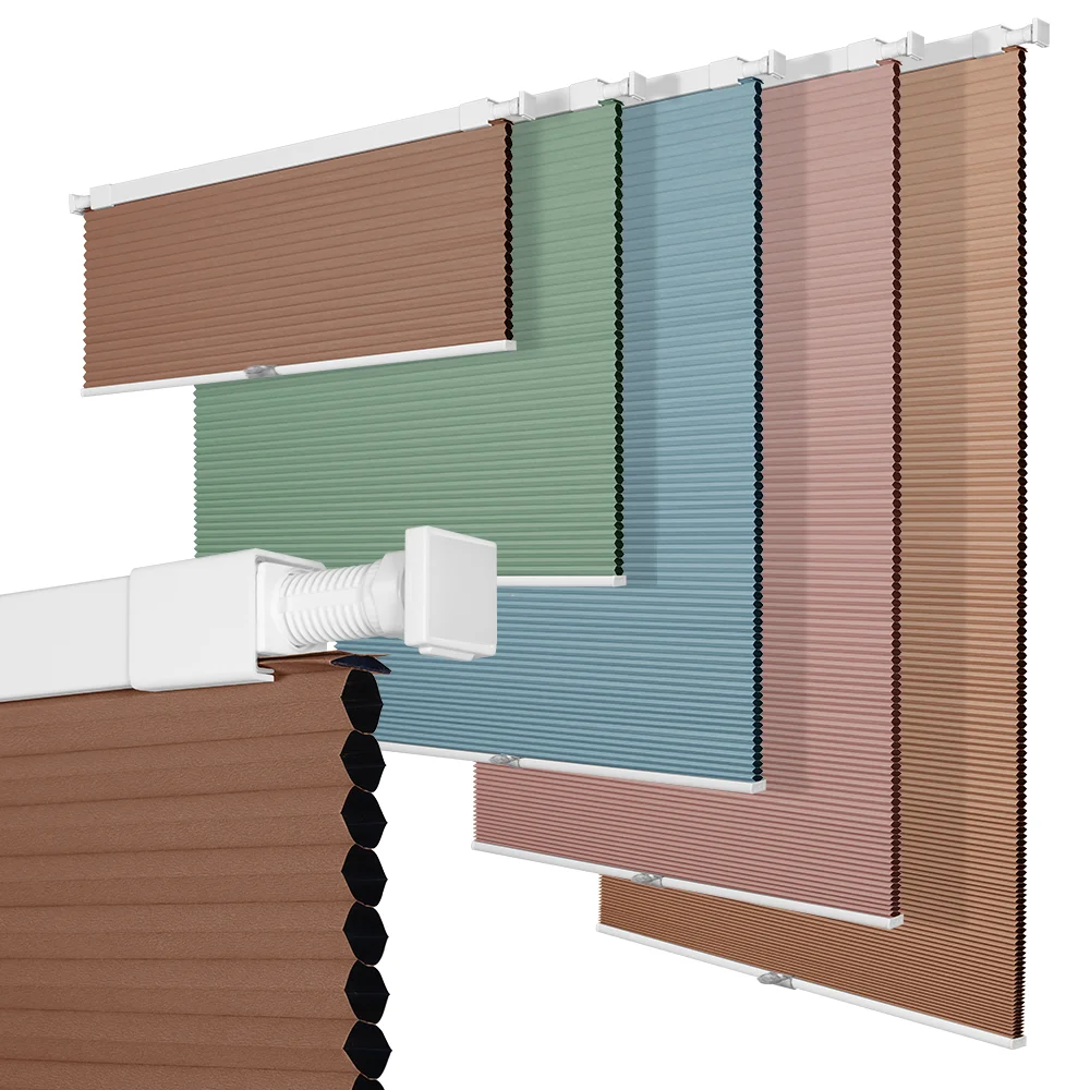 Customize No Drill Cellular Shades for Indoor Windows, Thermal Insulating Honeycomb Blinds Free-stop Cordless Blackout Shades