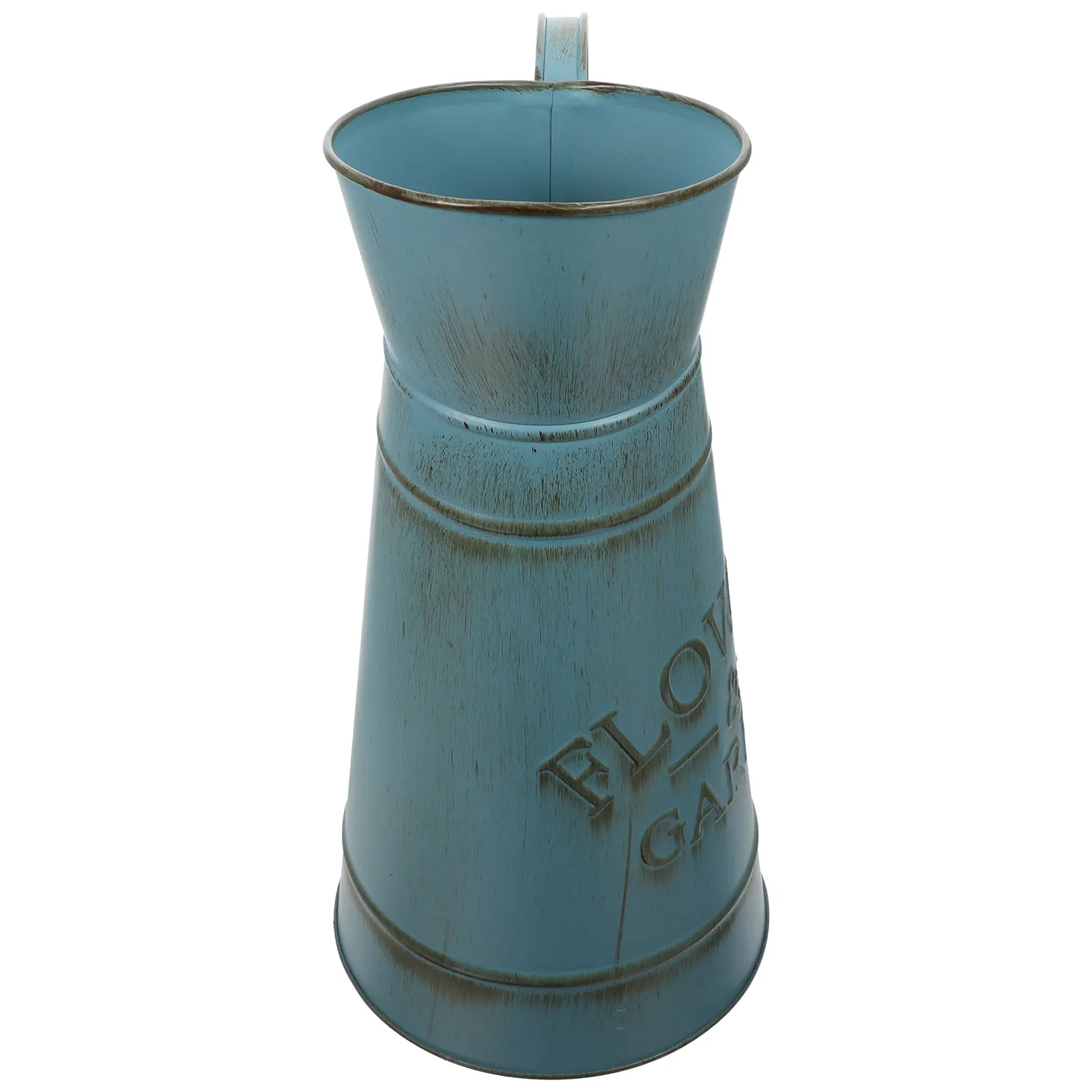 

Vintage Iron Kettle Large Blue Flower Arrangement Vase Home nament Decorative Planter Retro Style Suitable for Balcony Office