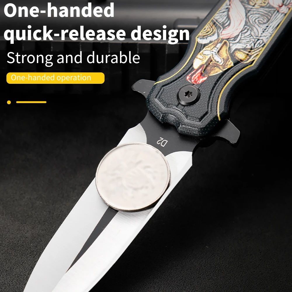 HUANGFUD2 Folding knife EDC/ Pocket Knife 3D printed composite fiber handle ball bearing outdoor camping hunting knife folding