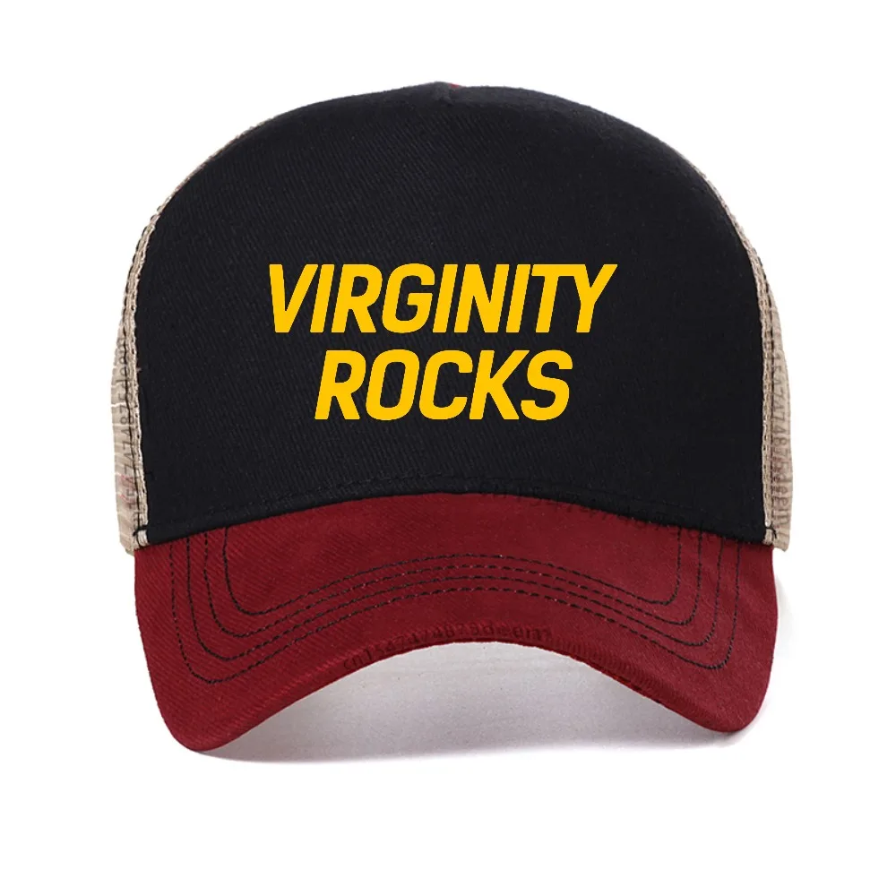 

Funny Virginity Rocks Graphic mesh baseball cap Men Women summer Casual Breathable sun hats adjustable Cool sports trucker hat