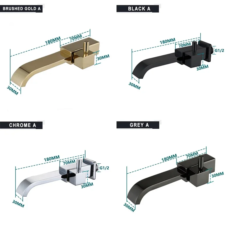 Concealed Cold Tap In Wall Basin Faucet Brushed Gold Black Chrome Grey Wall Mount Basin Spout Single Cold Water Lavatory Faucet