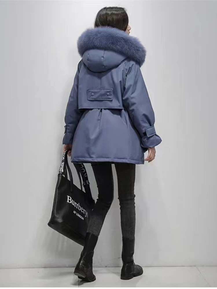 Thick Solid Hooded Patchwork Zipper Pockets Parkas Autumn Casual Korean Style Down Coats Mom Office Lady Winter Clothes Women