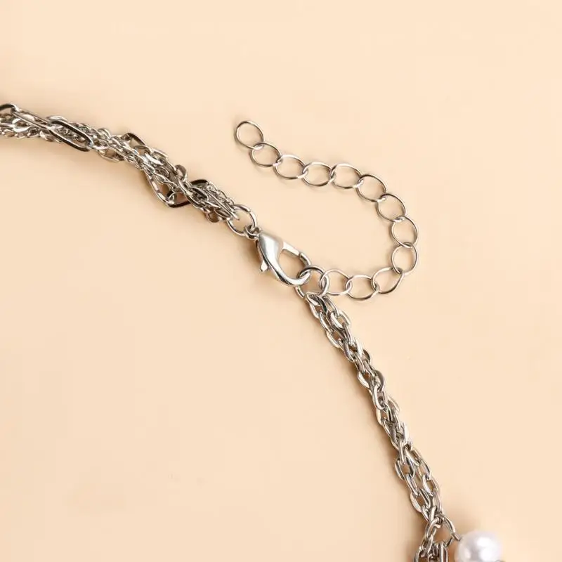 31BB Sophisticated Layered Beaded Necklace Goth Pendant Chain for Women Girls