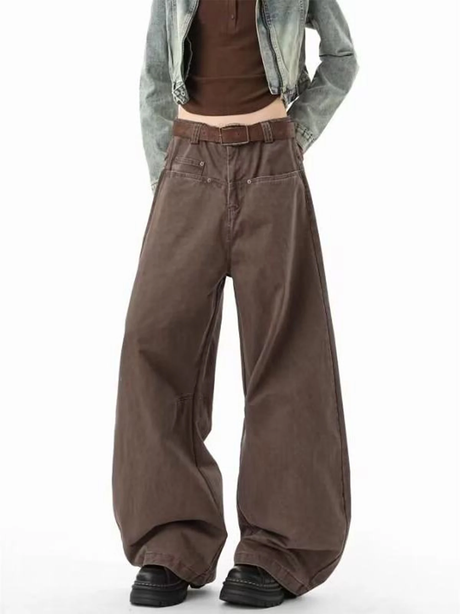 

Women Y2K Baggy Brown Jeans Vintage Harajuku Jean Pants Oversize Japandi Style High Street Wide Leg Denim Trousers Spring Autumn
