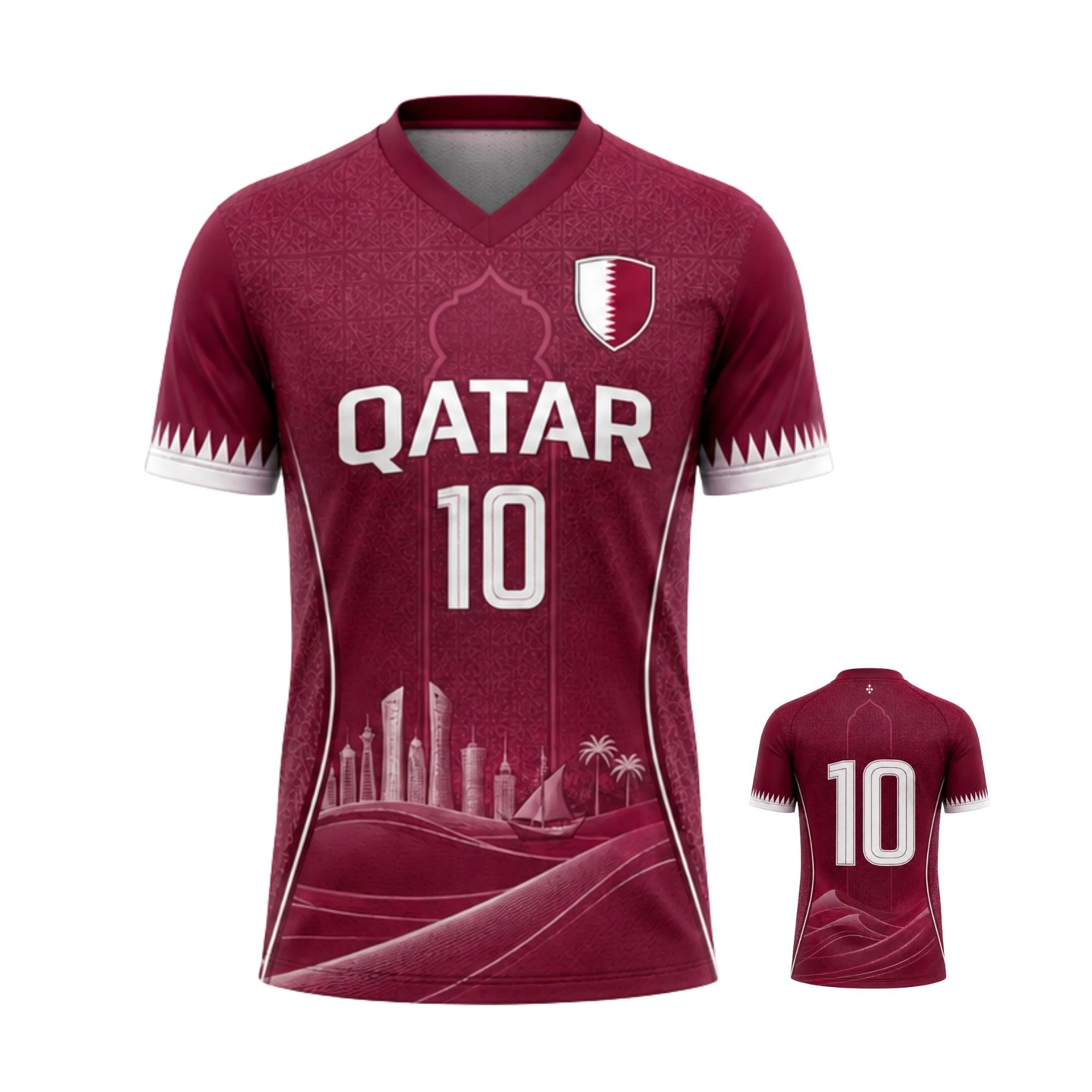 Women Fashion Qatar - Qatar Jersey Men Women Soccer Shirt