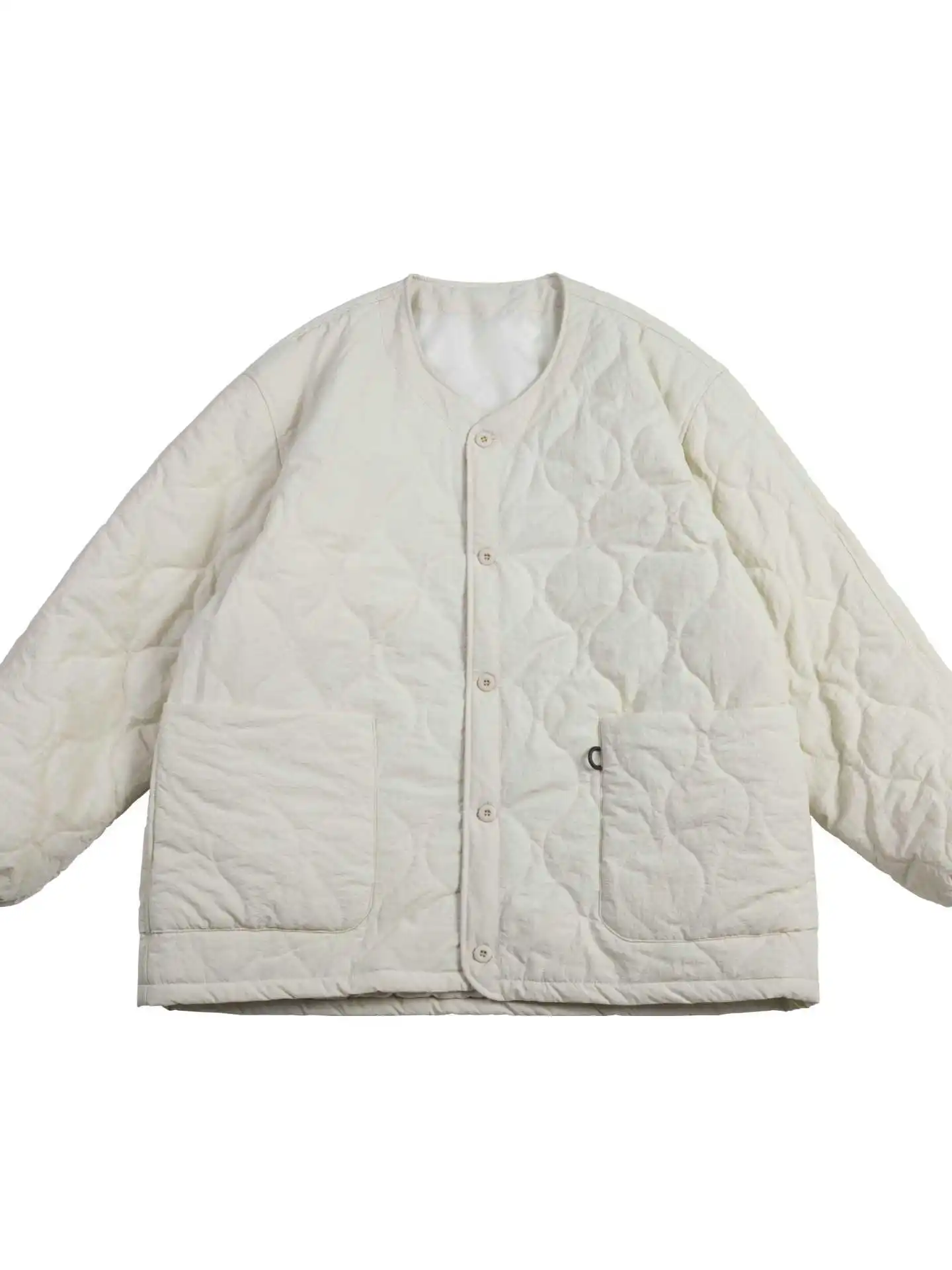 

Retro Japanese Sle Thin Cotton Jaet Couples Trendy Outerwear Inner Match No Collar Button Inner Coat Cotton Padded Jaet