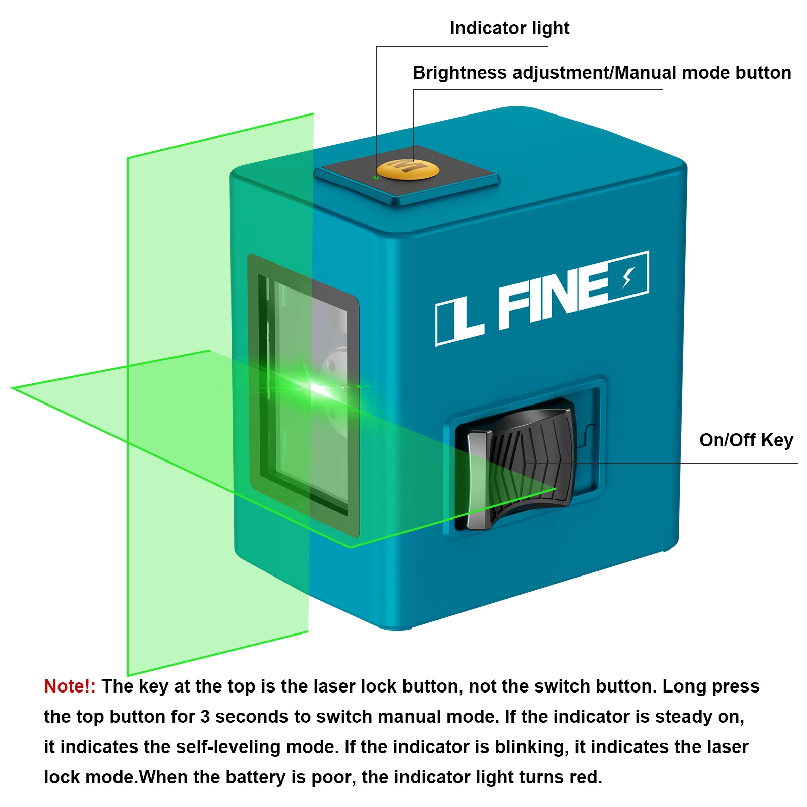 Lfine 2-liniowa profesjonalna poziomica laserowa automatyczna 360° ° Samopoziomujące, poziome i pionowe narzędzia laserowe Nivel Cross Green Line