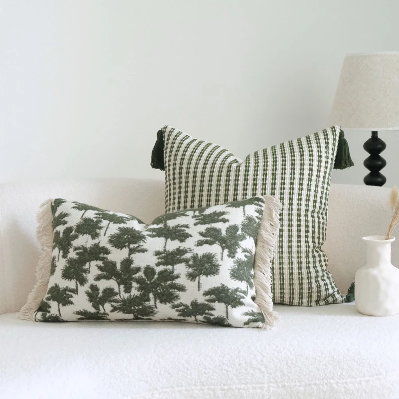 30X50/45X45/50X50CM Tassels Throw Pillow Cover Light Luxury Stamping Waist Cushion Cover Decor Home Decorative Pillowcase