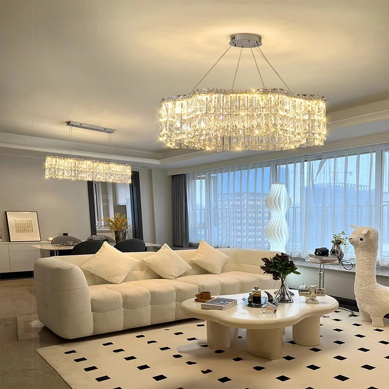 Modern silvery ellipses crystal Chandelier,Ceiling Luxury home decoration,for DiningRoom,Living Room,Adiustable chain height