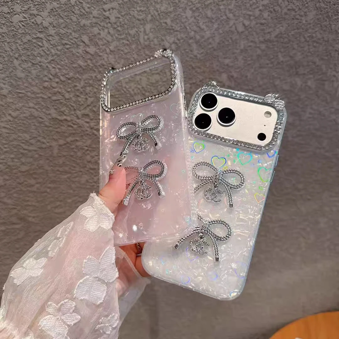 حافظة لهاتف أبل آيفون 17 برو ماكس 17 إير 14 15 13 12 11 برو 16 بلس 2025 آذان القط إيبوكسي الغجر فلاش الماس غطاء القوس اللامع