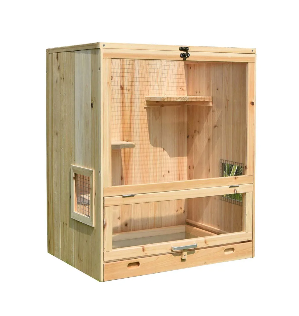 

Indoor Multi-Storey Wooden Pet Home for Small Animals for Ferrets Chinchillas Hamsters and Cats With Glider Dimension