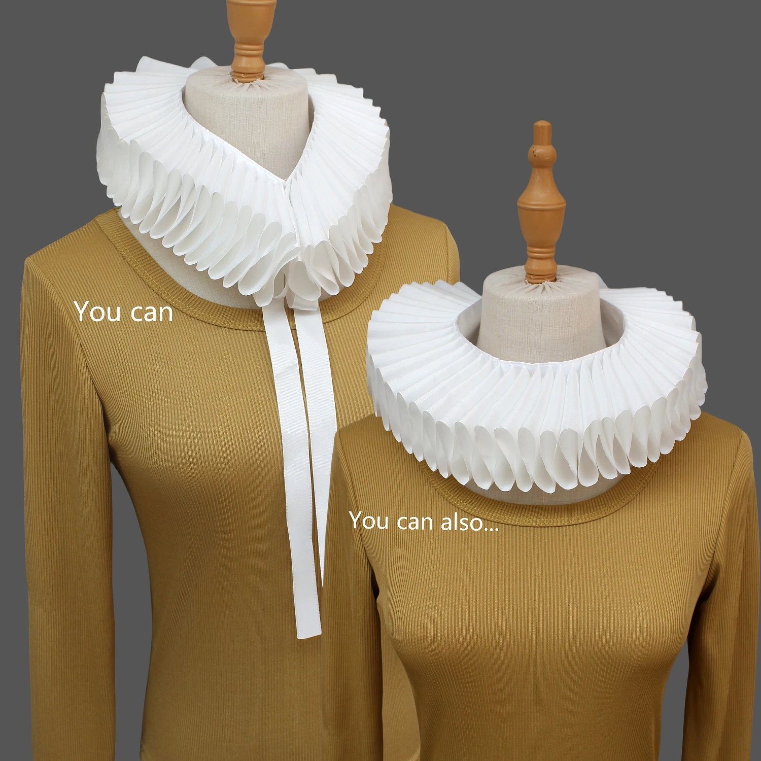 قطعة واحدة من ياقة كاذبة للسيدات من عصر النهضة المكشكشة. إنها كلاسيكية وجميلة ذات نوعية جيدة ومناسبة للربيع والخريف