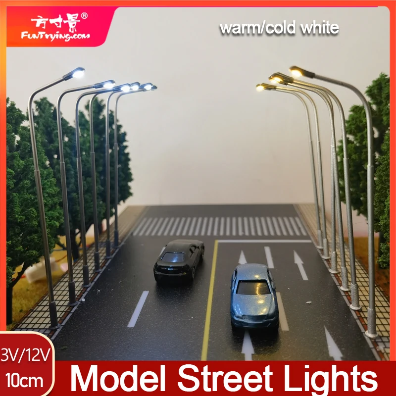 Simulação Metal Lâmpada De Rua Luz, HO Modelo De Escala, Iluminação De Mesa De Areia, Trem Ferroviário, Ferroviário, Escala 1:87