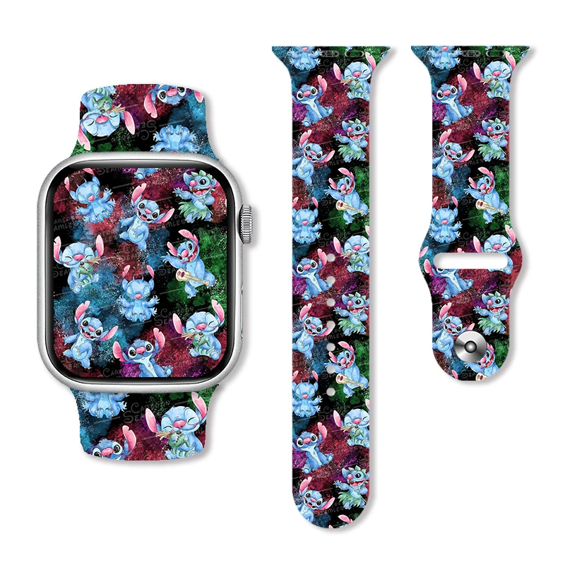 

Ремешок Disney Cool Stitch с узором для Apple Watch 11/10/9/SE, водонепроницаемый силиконовый сменный ремешок 46 мм/45 мм/44 мм/42 мм ремешок для часов