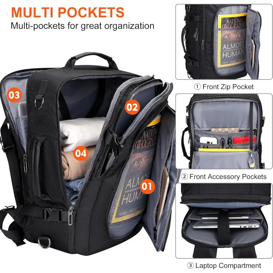 PIJUSHI حقيبة السفر للنساء الرجال الطيران المعتمدة تحمل على حقيبة 16 بوصة كمبيوتر محمول العنصر الشخصي Daypack مع مقصورة الأحذية P