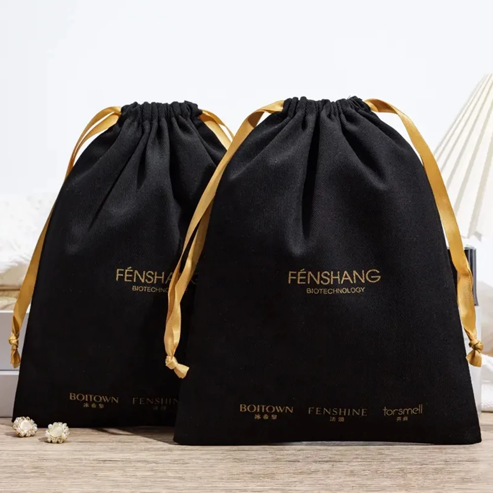 

50pcs Customized Luxury Recyclable Cotton Muslin Drawstring Bag Big Twill Cotton Sack for Dust Travel Storage Use with Perfume