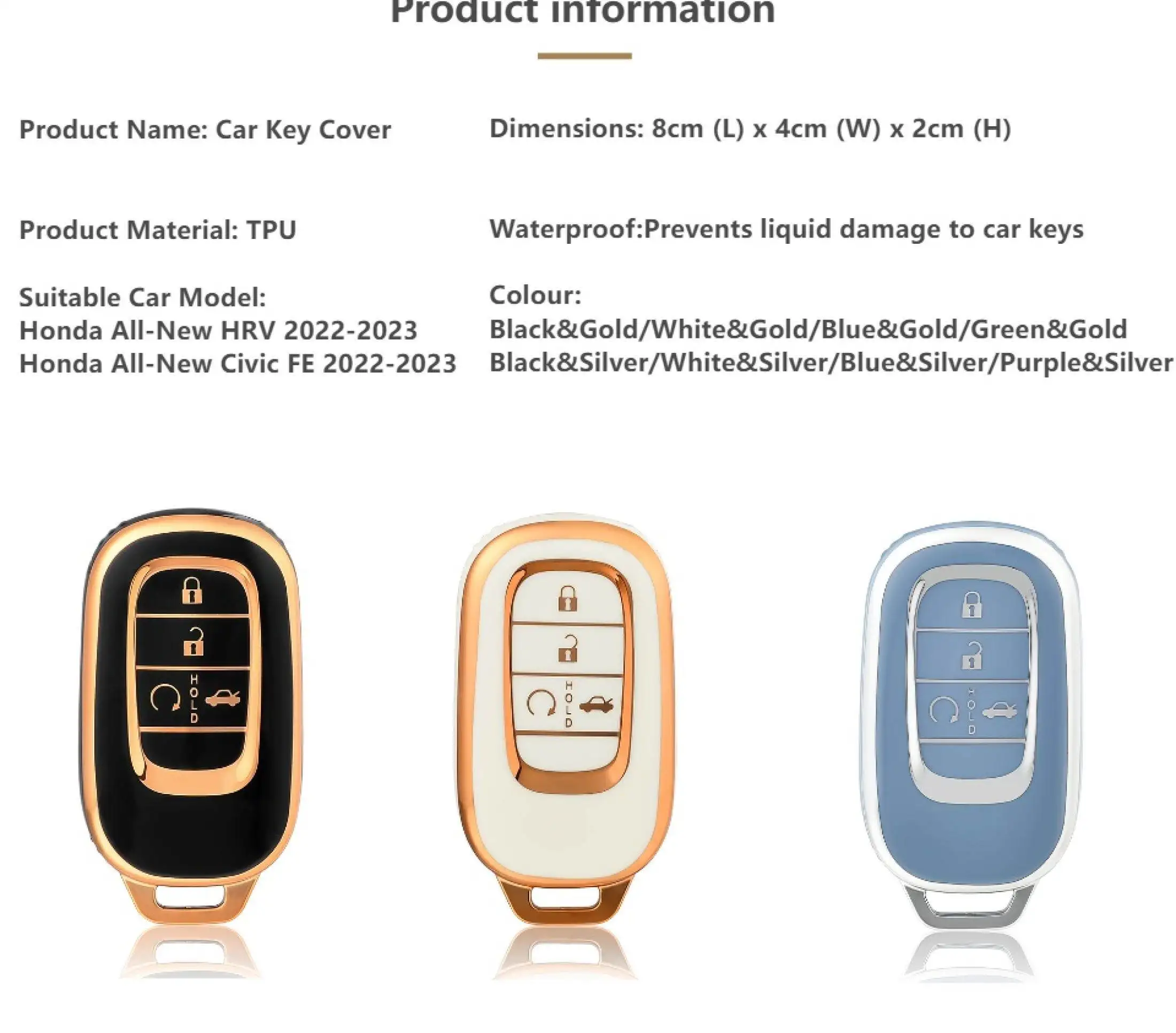 For Honda All-New HRV / Civic FE RS 2022-2023 Keyless Remote SILICONE Protection Car Key Cover Casing