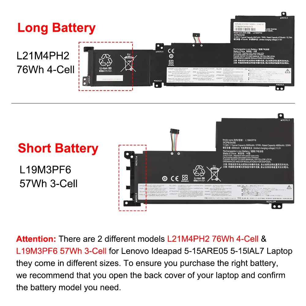 L21M4PH2 L21C4PH2 L21L4PH2 Laptop Battery For Lenovo IdeaPad 5-15ABA7 82SG Ideapad 5-15IAL7 82SF Series SB11F48160 SB11F48157