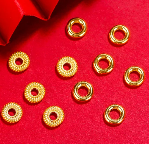 

24k pure gold 999 beads pure gold spacer for beads gold parting slip for jadeite real gold stopper hole diameter about 2.5-3.5mm