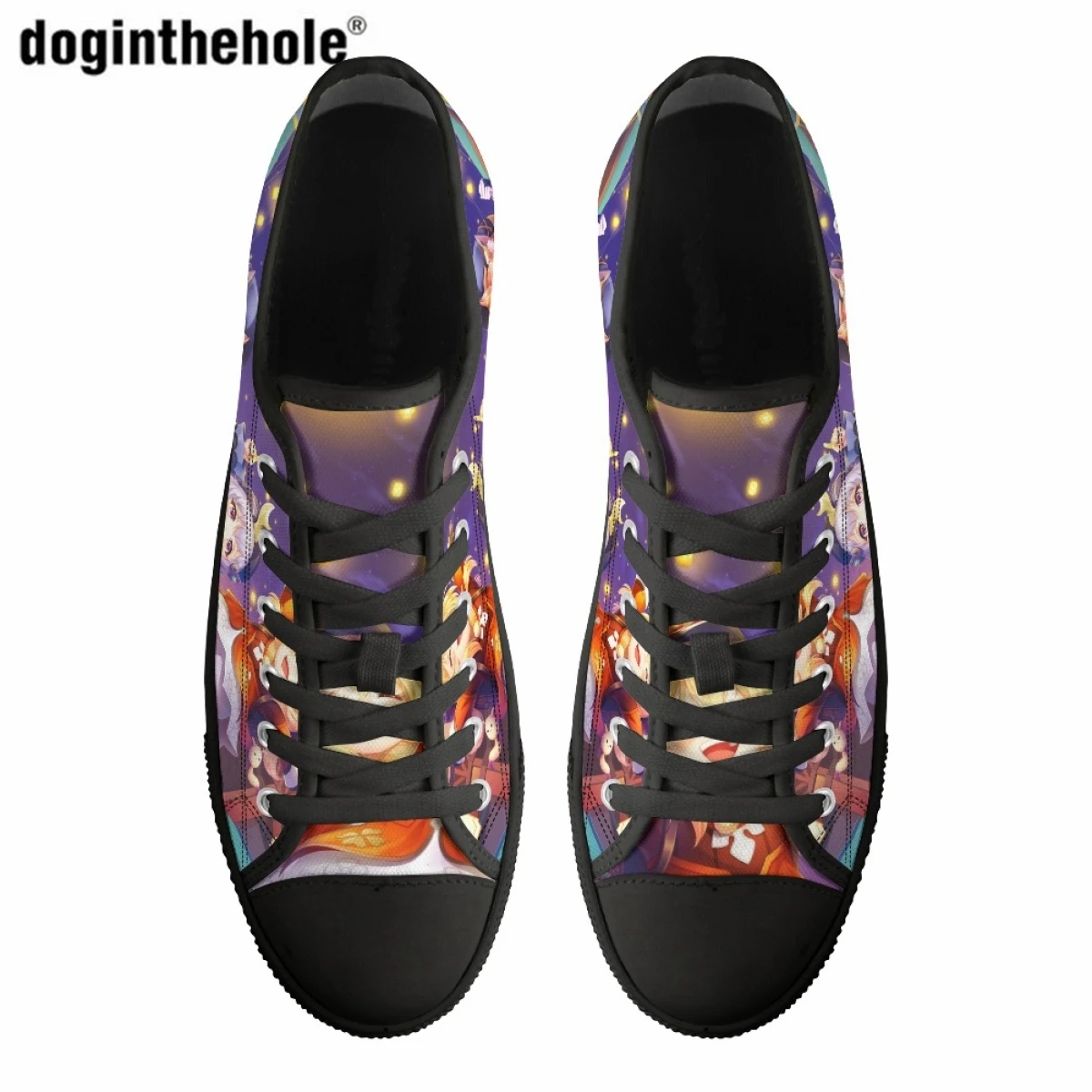 Schoolgirl Casual Shoes Fashion Japanese Anime Genshin Impact Print Design Classic Low Top Canvas Shoes Comfortable