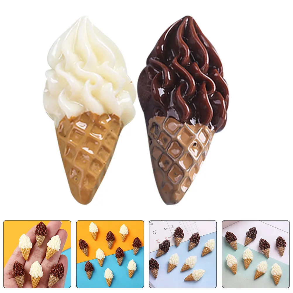 

24Pcs Miniature Simulation Ice Cream Decorations Resin Mini House Adornments Realistic Fake Ice Cream Cones for Dollhouse