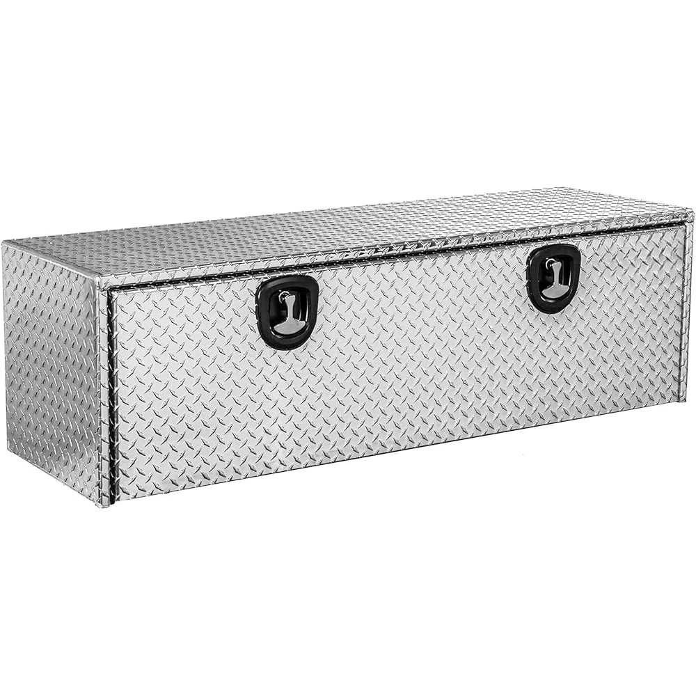 Diamond Tread Aluminum Underbody Tool Box Lockable Weatherproof Design Corrosion Resistant Durable Compression Latch Mountable