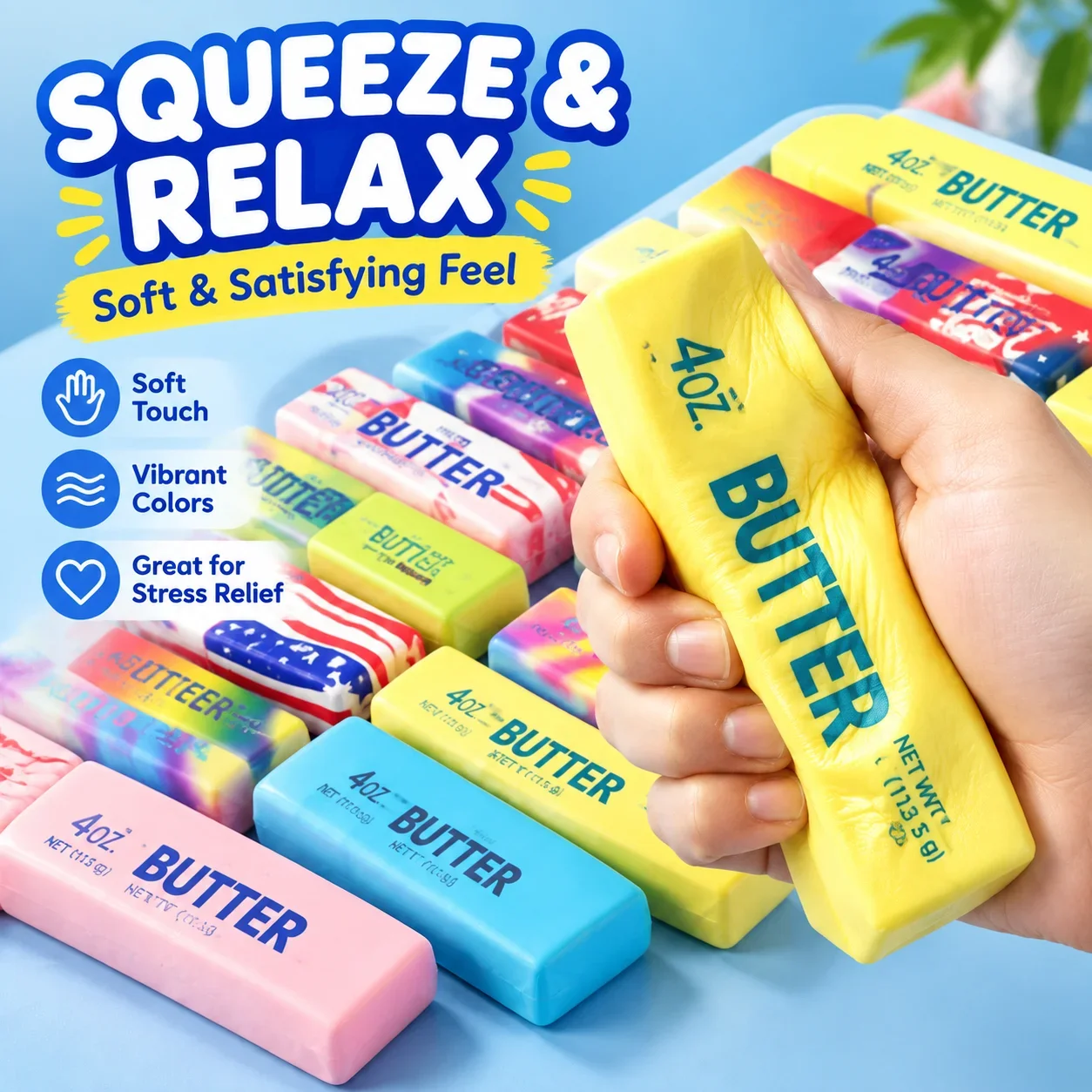 Squishy Butter Stick Fidget Toy Slow Rebound Stress Ball Sticky Squeeze Anti Stress Sensory Toy for Adults