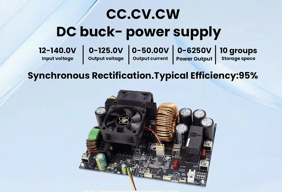 

50A/6250W Регулируемый постоянный ток, стабилизированное напряжение, базовая пластина, понижающий модуль постоянного напряжения и тока, источник питания