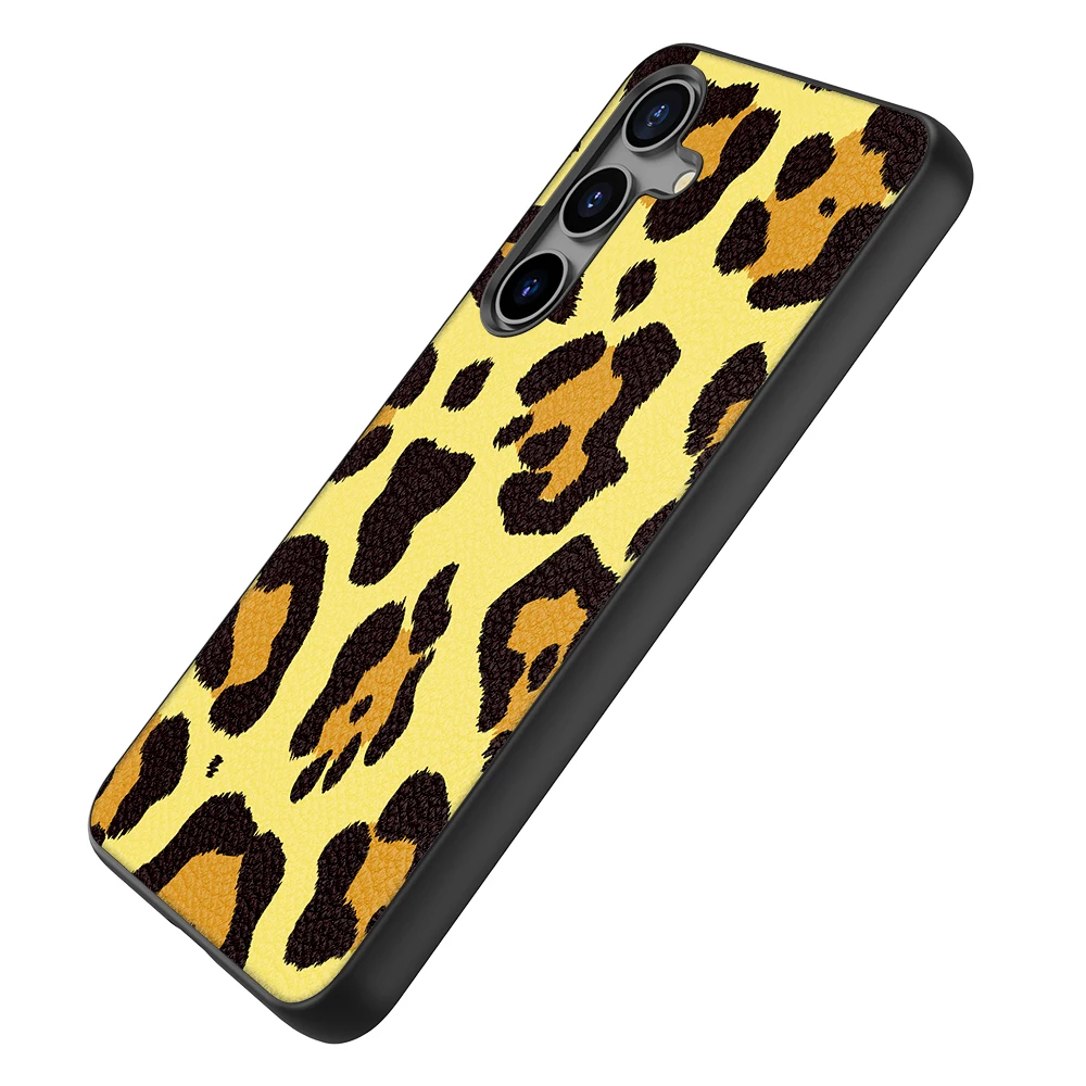 Back Leather Case for Samsung Galaxy A04 A05 A10 A11 A12 A13 A14 A15 A20 A21S A22 A23 A24 A30 A31 A32 A33 A34 5G Yellow Leopard